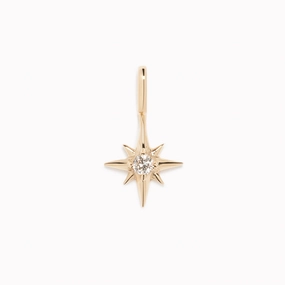 Diamond Star Charm 14k Gold Smooth Accent