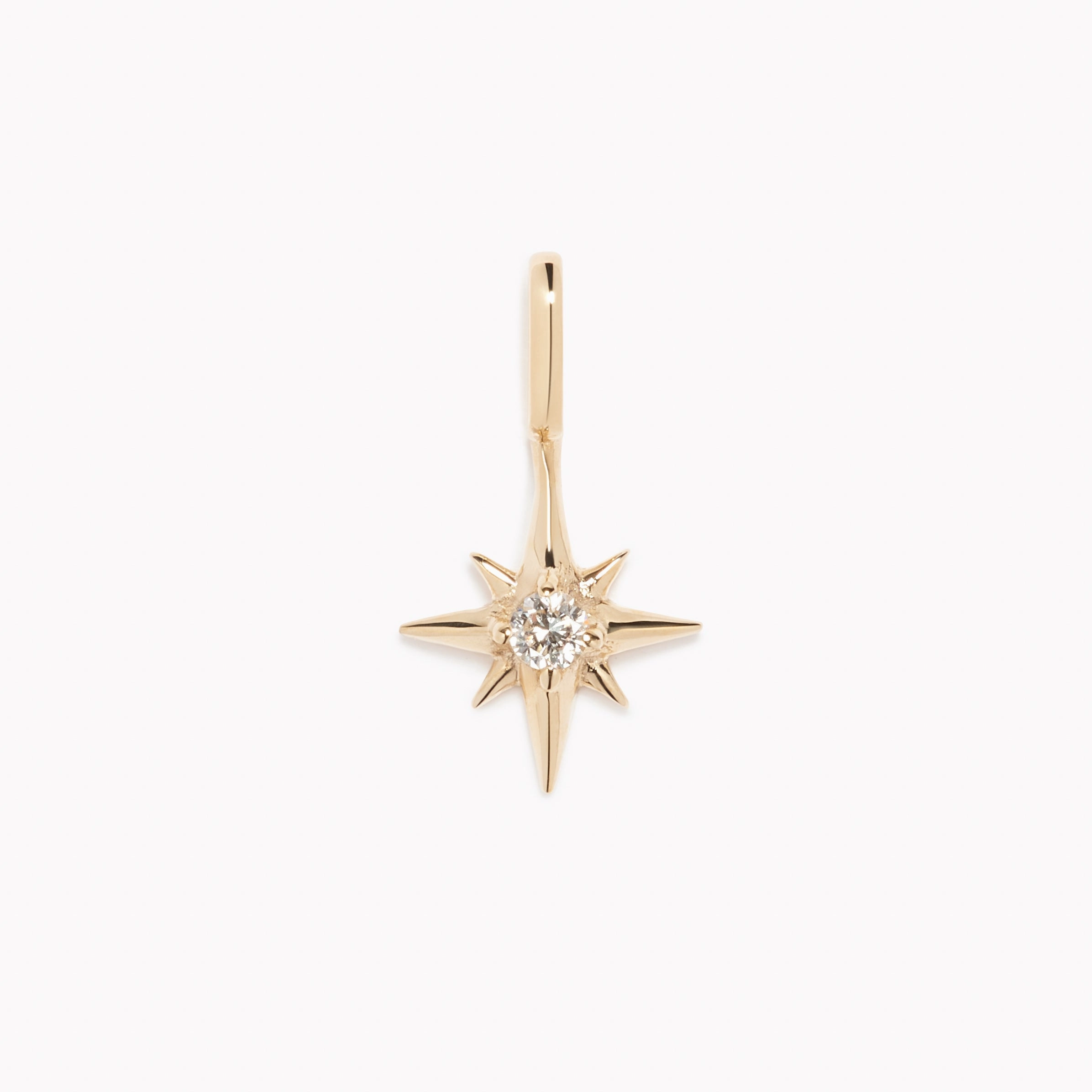 Diamond Star Charm 14k Gold Smooth Accent