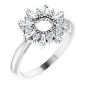 14K White 3/8 CTW Diamond Circle Ring Elegant Craft Nostalgic Design