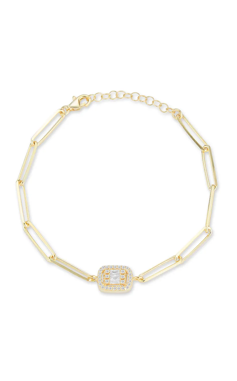 Smooth Transition Fluid Connection CZ Illusion Paperclip Link Bracelet