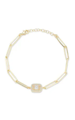 Smooth Transition Fluid Connection CZ Illusion Paperclip Link Bracelet