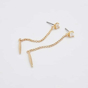 Birthday Surprise Diamond Gold Spike Drop Earrings