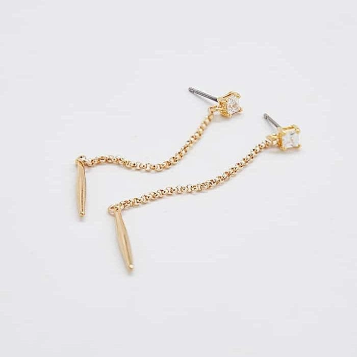 Birthday Surprise Diamond Gold Spike Drop Earrings