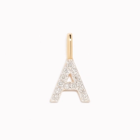 Stunning Piece Unique Look Diamond Initial Pendant 14k Gold - A