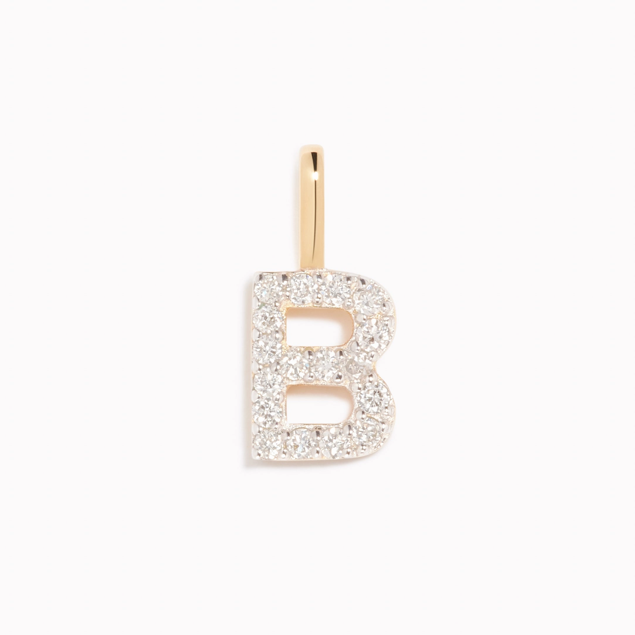 Diamond Initial Pendant 14k Gold - B Handcrafted Detail