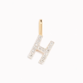 Festival Outfit Diamond Initial Pendant 14k Gold - H