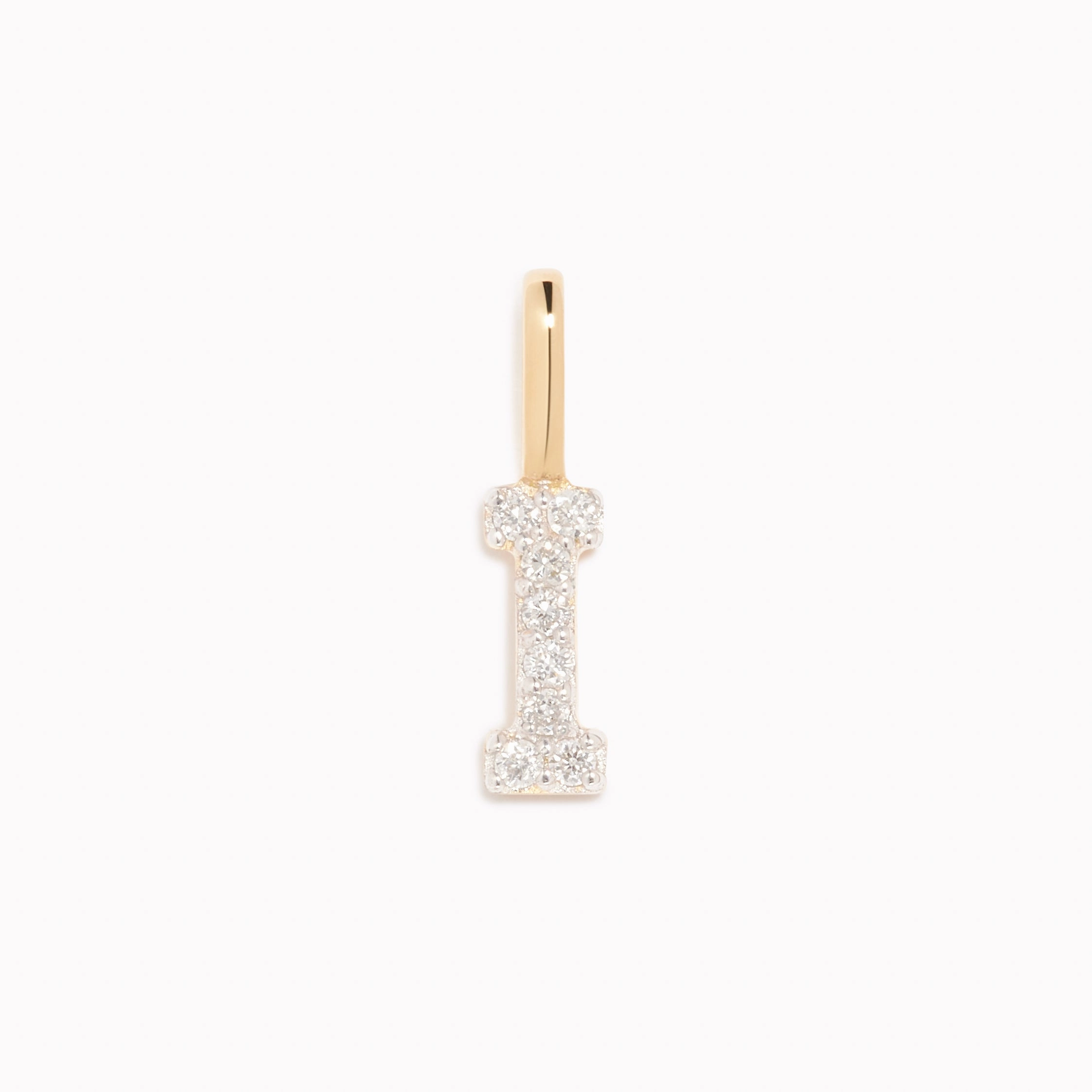 Minimal Piece Diamond Initial Pendant 14k Gold - I