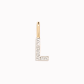 Diamond Initial Pendant 14k Gold - L Handmade Beauty