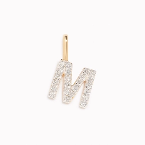 Diamond Initial Pendant 14k Gold - M Classic Charm