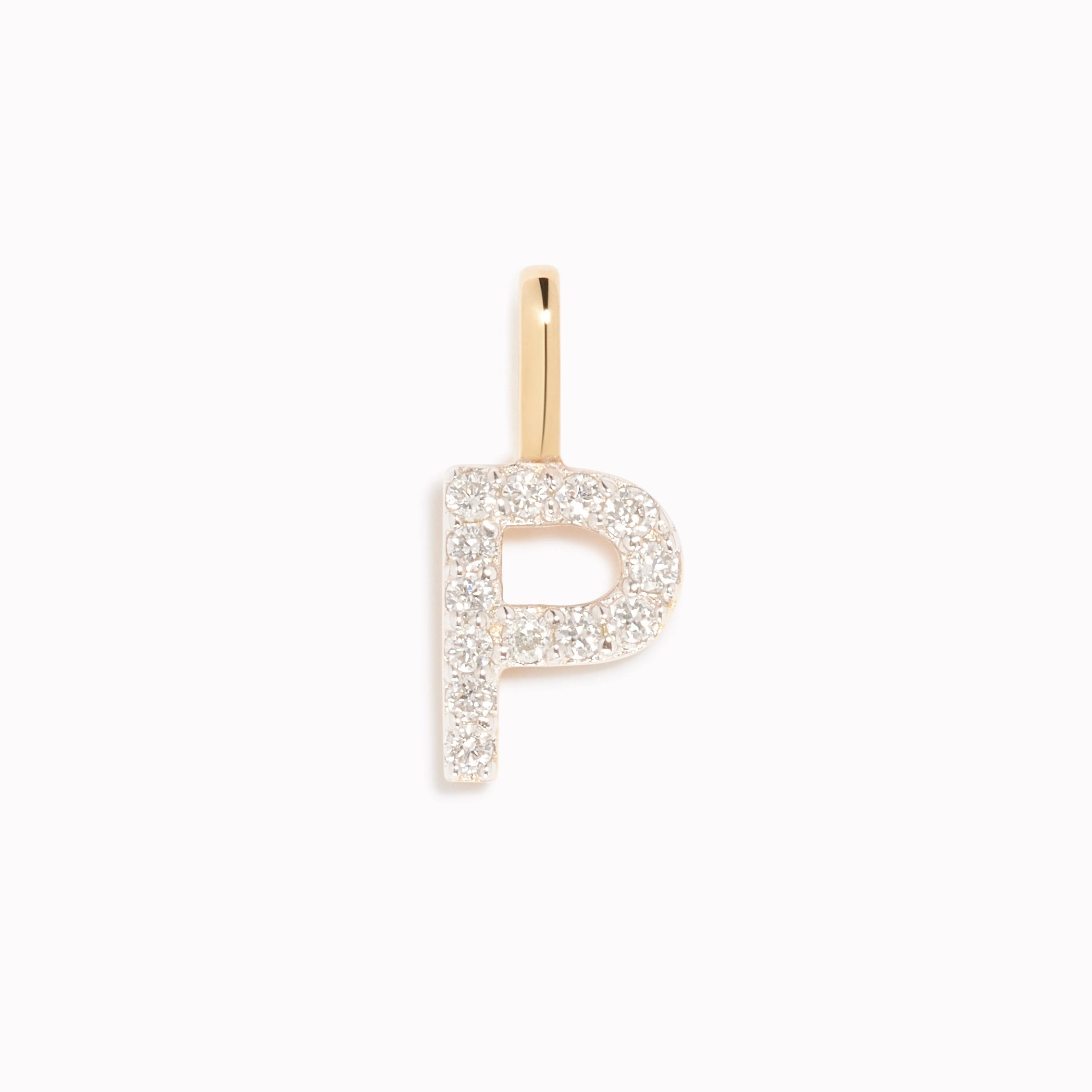 Dazzling Piece Layered Texture Diamond Initial Pendant 14k Gold - P