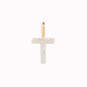 Diamond Initial Pendant 14k Gold - T Easy Style