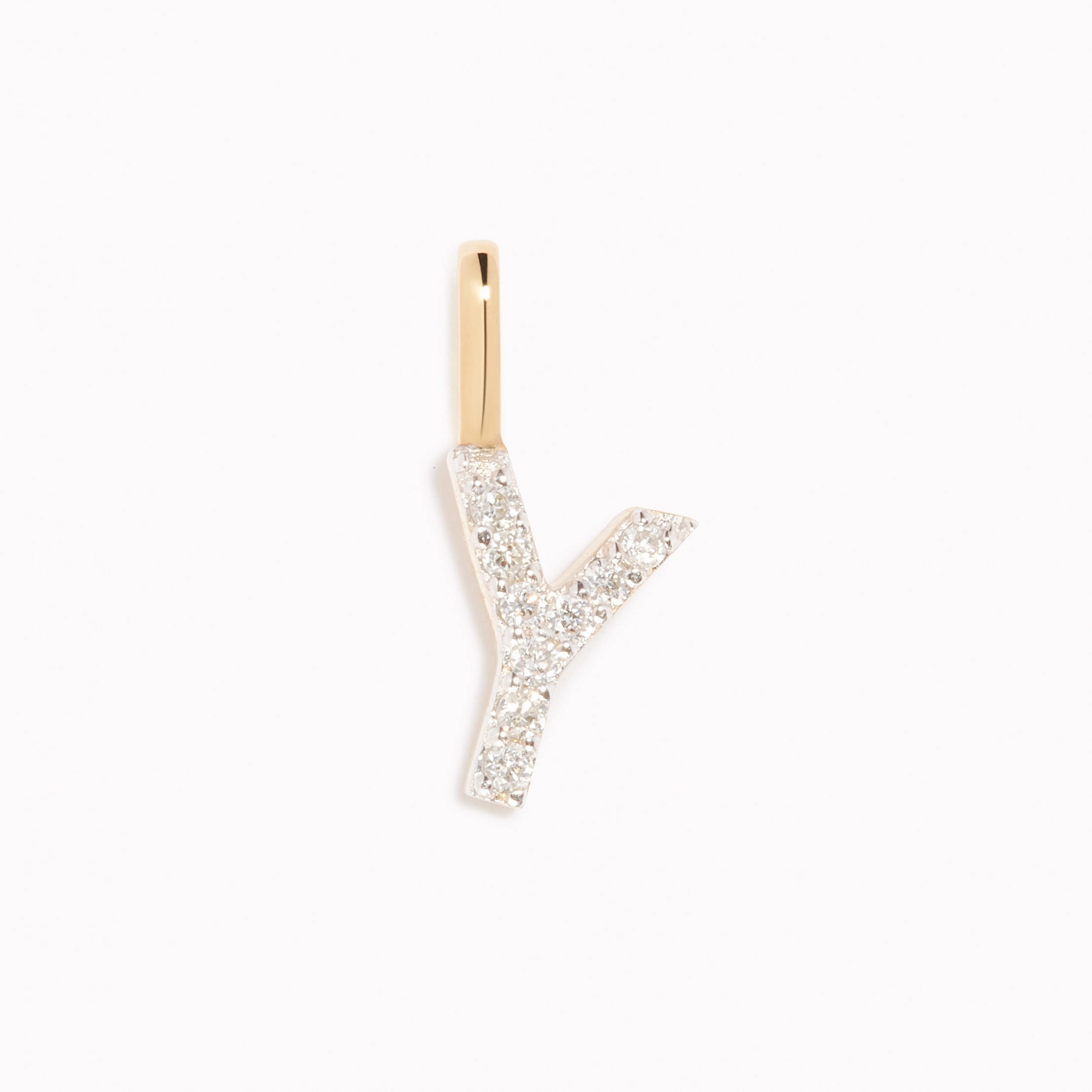 Diamond Initial Pendant 14k Gold - Y Vibrant Design Modern Chic
