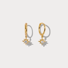 Simple Option Artistic Item Diamond Star-Shape Drop Hoops Earrings