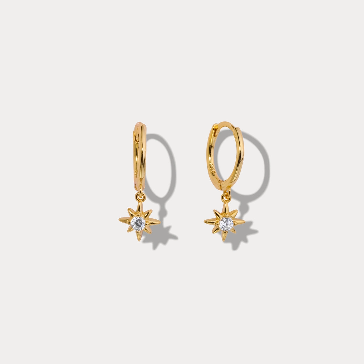 Simple Option Artistic Item Diamond Star-Shape Drop Hoops Earrings