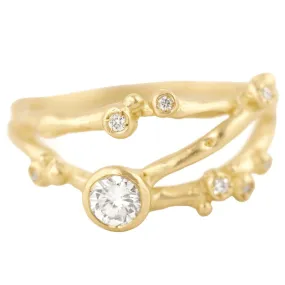 Encrusted 3 Branch Solitaire Diamond Ring - 14k Gold   Diamonds Everyday Edge