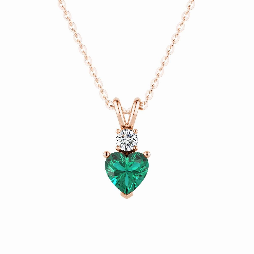 1.8 CT. Heart Emerald Solitaire Pendant with White Sapphire Accent Focus