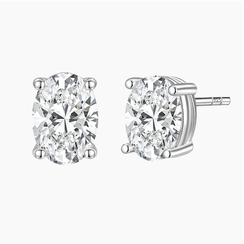 Delicate Detail Occasion Wear 925 Sterling Silver Oval Stud Earrings