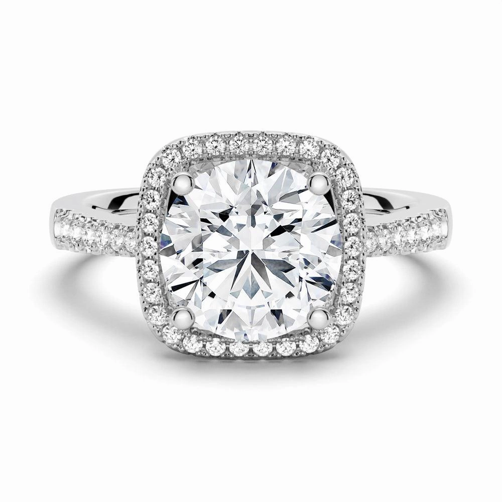 Four Prongs Pav?? Halo Moissanite Engagement Ring Precious Appeal