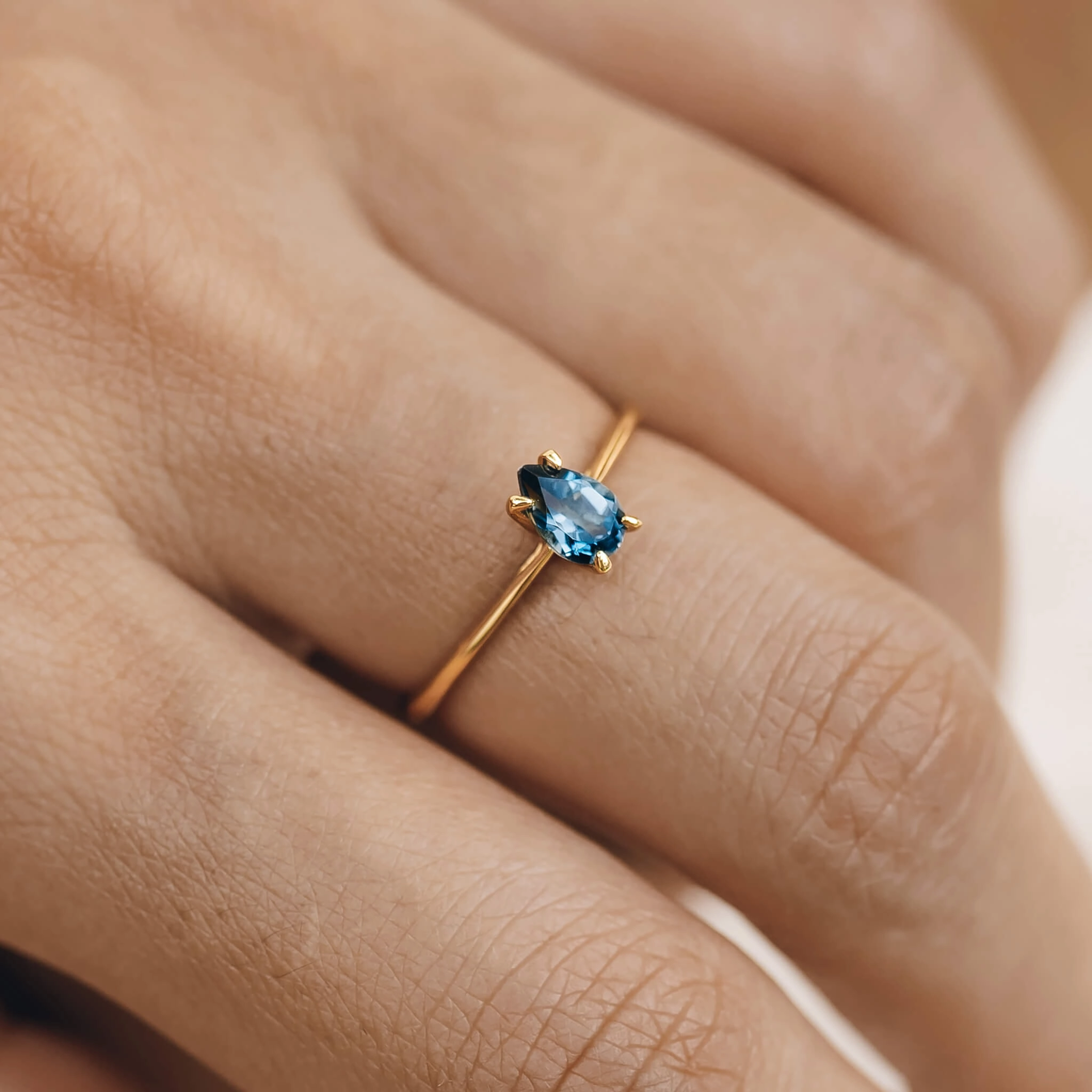 Pear Shaped Ring London Blue Topaz - Martine Workwear Style