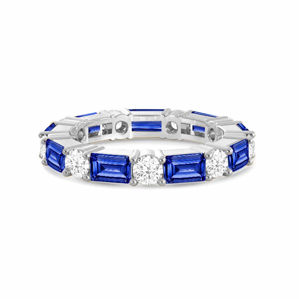 Layered Accent Timeless Created Sapphire and Lab Grown Diamond Eternity Band