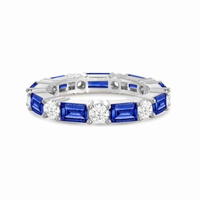 Fine Detailing Refined Lines Timeless Created Sapphire and Lab Grown Diamond Eternity Band