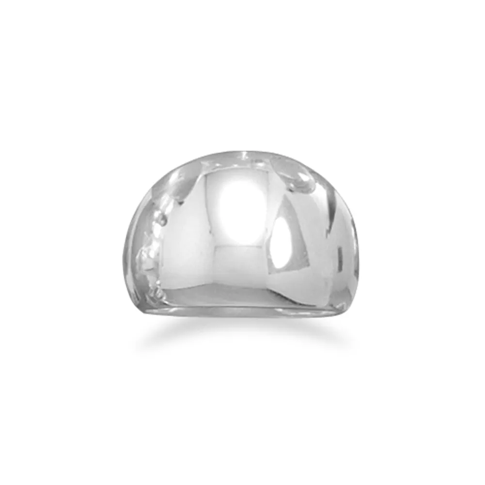 Domed Cigar Band Ring Polished Sterling Silver Mens Womens 14mm Urban Touch
