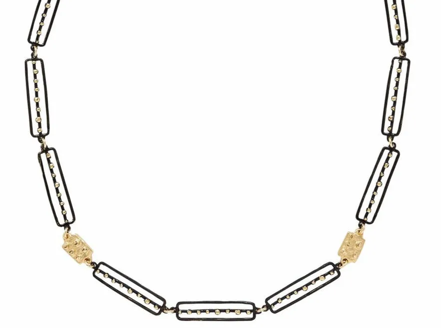 Glowing Accent Dotted Link Necklace - Bronze