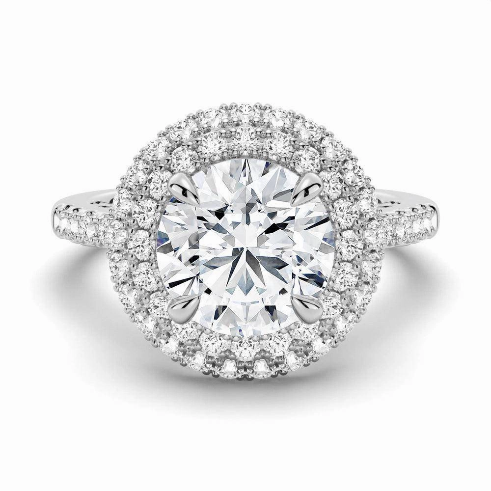 Double Micropav?? Halo Moissanite Engagement Ring With Accents Timeless Grace Style Focus
