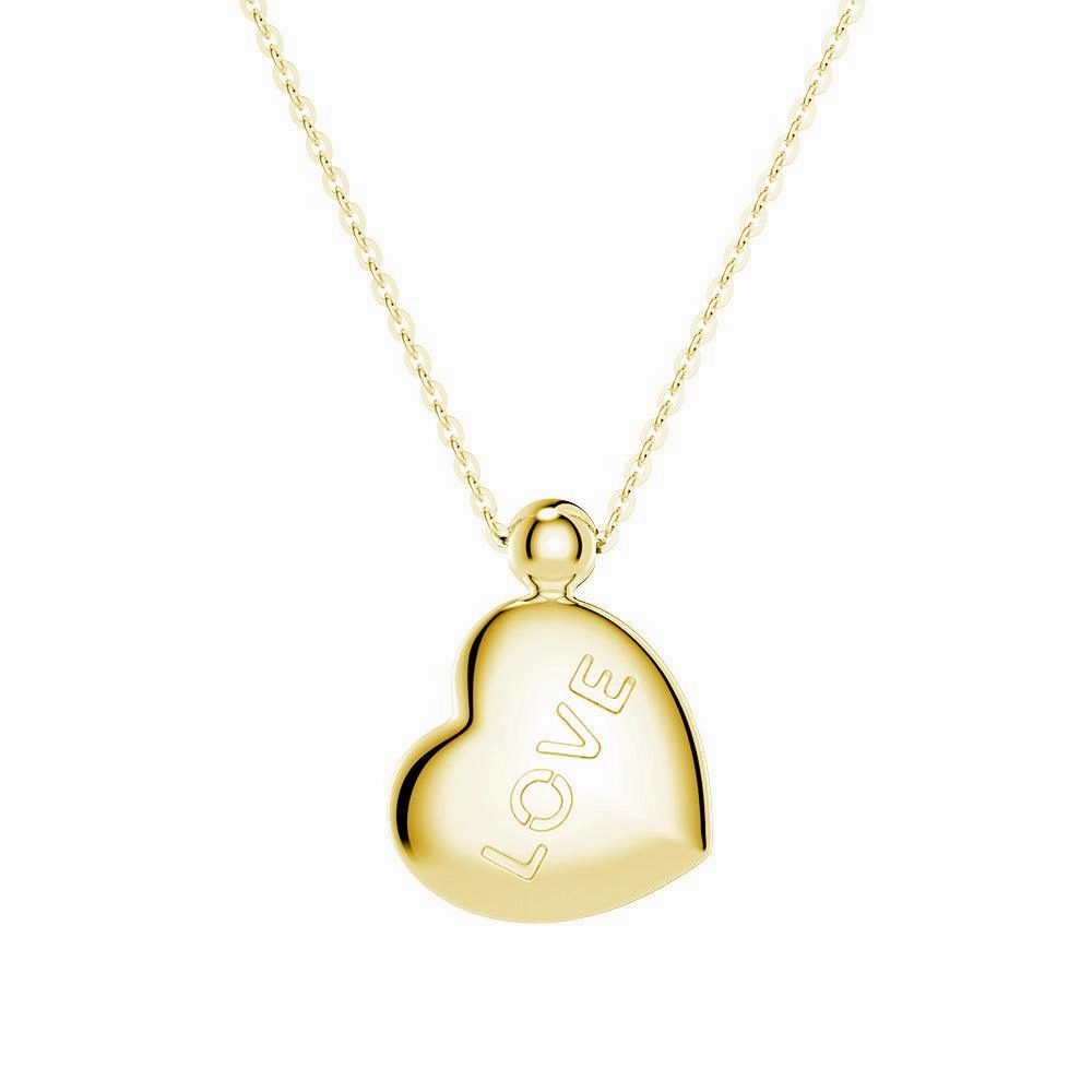 Double Side Engraved "Love" Heart Necklace Lustrous Touch Street Detail