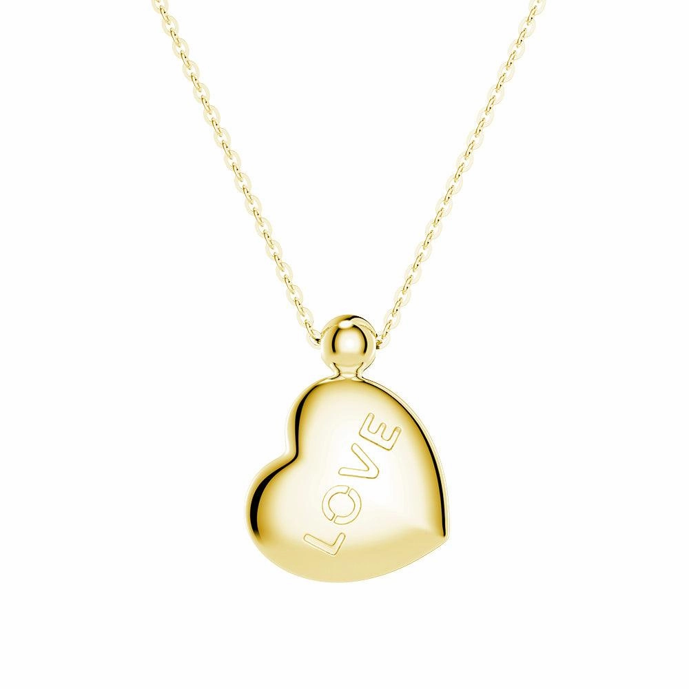 Radiant Surface Sculpted Feature Double Side Engraved "Love" Heart Necklace