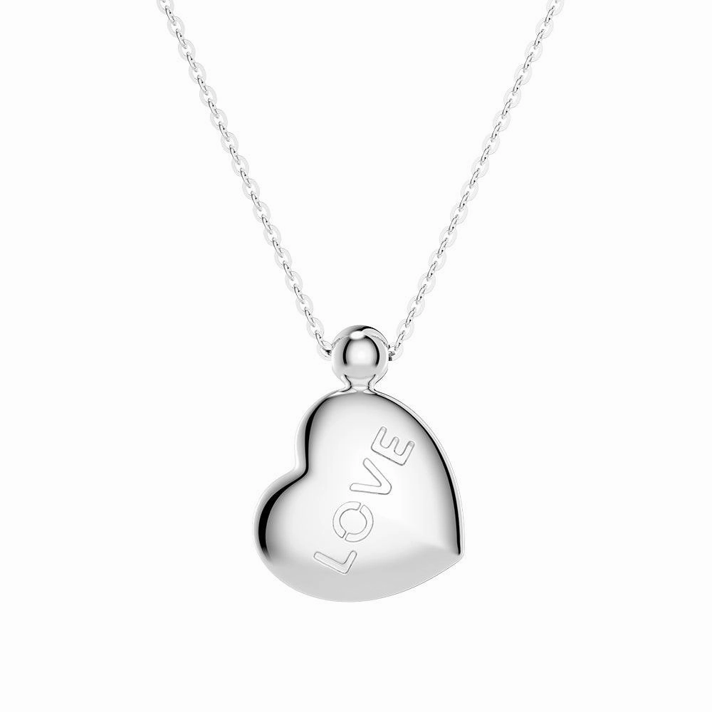Double Side Engraved "Love" Heart Necklace Luxury Detail Modern Accessories