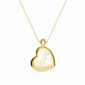 Double Side Engraved "Love" Heart Necklace Lustrous Touch Street Detail