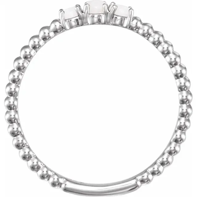 Ornate Jewelry 14K White Opal Stackable Beaded Ring