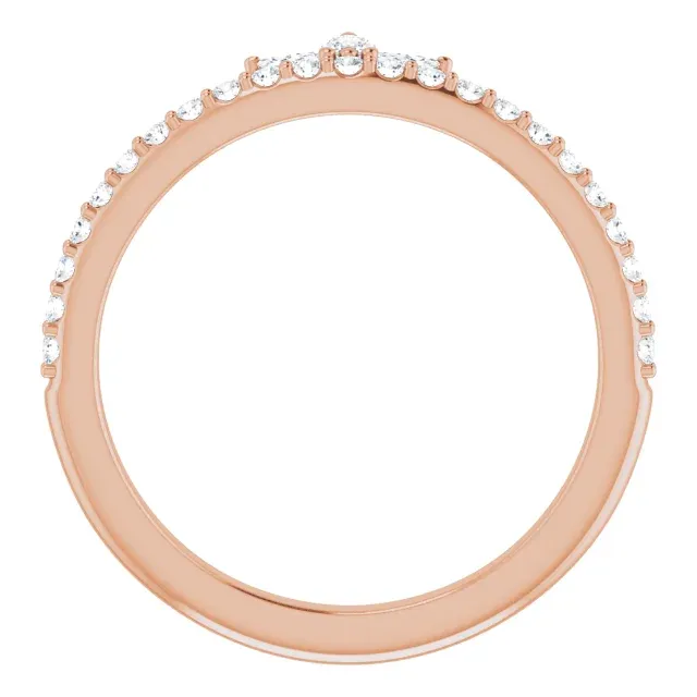 14K Rose 1/3 CTW Diamond Stackable Crown Ring Classic Present