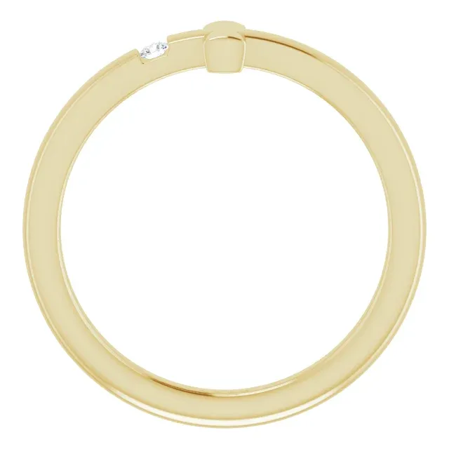 Wonderful Gift 14K Yellow Youth Diamond Sideways Cross Ring