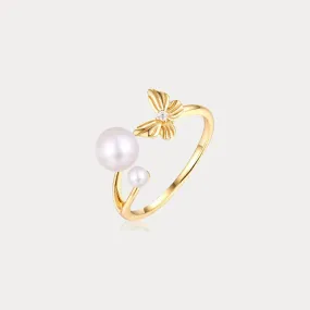 Gentle Look Top Pick Dream Catching Butterfly Pearl Ring