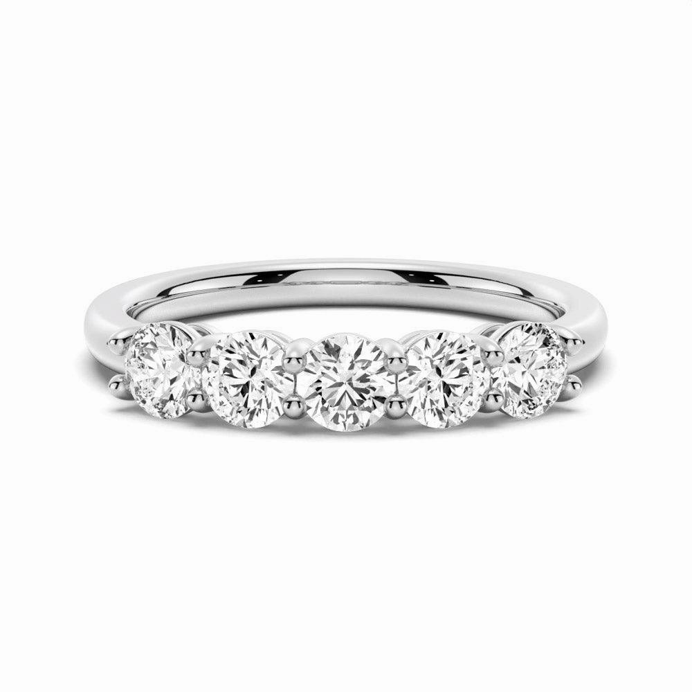 Custom Order Dainty Accent 3.75mm 5 Stone Shared Prong Moissanite Anniversary Band