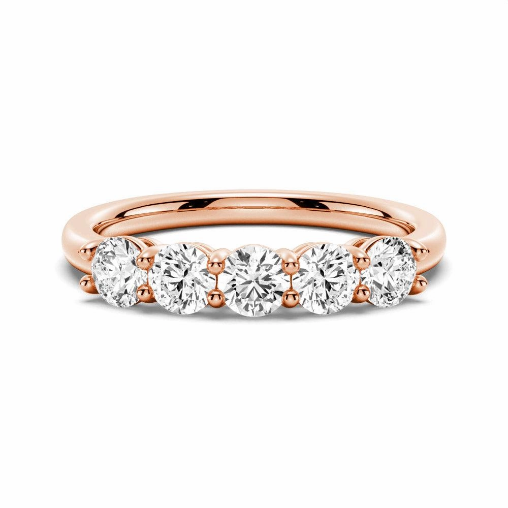 3.75mm 5 Stone Shared Prong Moissanite Anniversary Band Fresh Sparkle