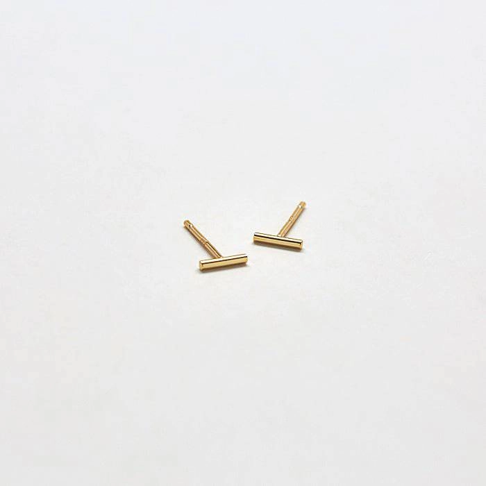 Gold Mini Bar Earrings Gloss Finish