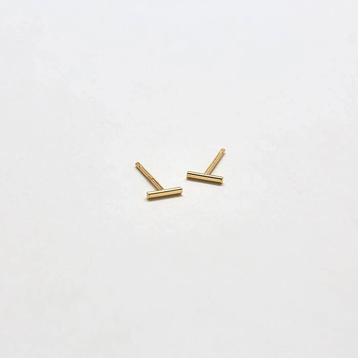 Gold Mini Bar Earrings Perfect Finish