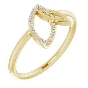 14K Yellow .05 CTW Diamond Double Leaf Ring Timeless Shine Romantic Gesture