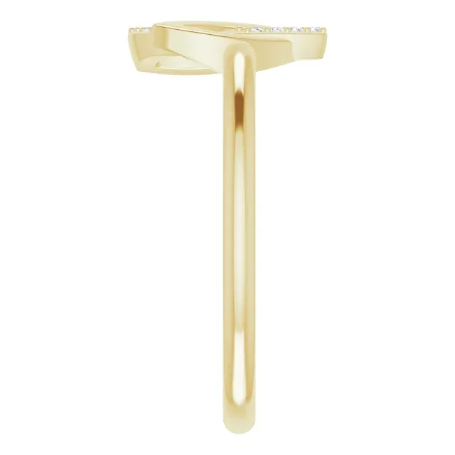 14K Yellow .05 CTW Diamond Double Leaf Ring Old World