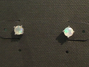 Stylish Essential Ethiopian Opal, Sterling Silver Small 4MM Stud Earrings