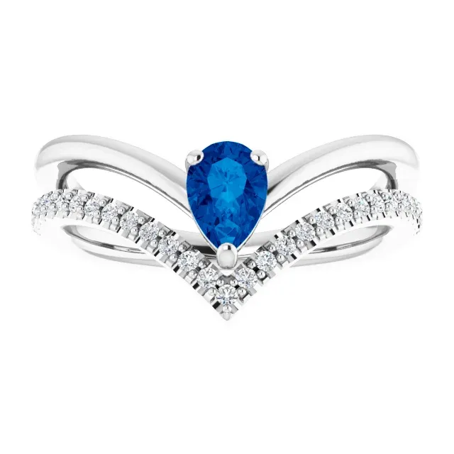 Platinum Blue Sapphire & 1/6 CTW Diamond Ring Resilient material Bold piece
