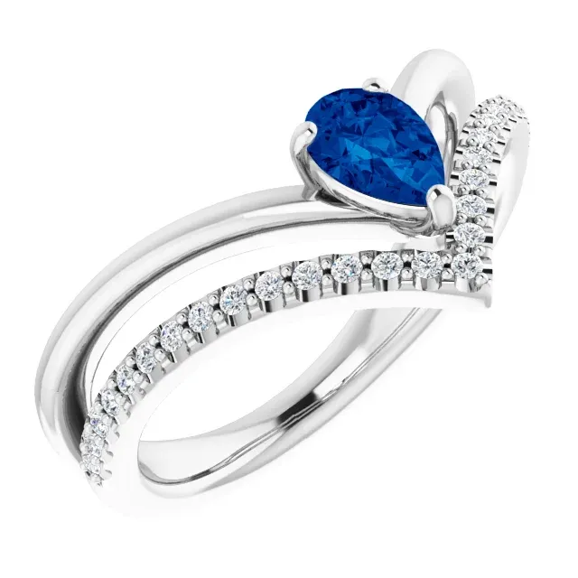 Showcase Jewelry Economy Choice Platinum Blue Sapphire & 1/6 CTW Diamond Ring