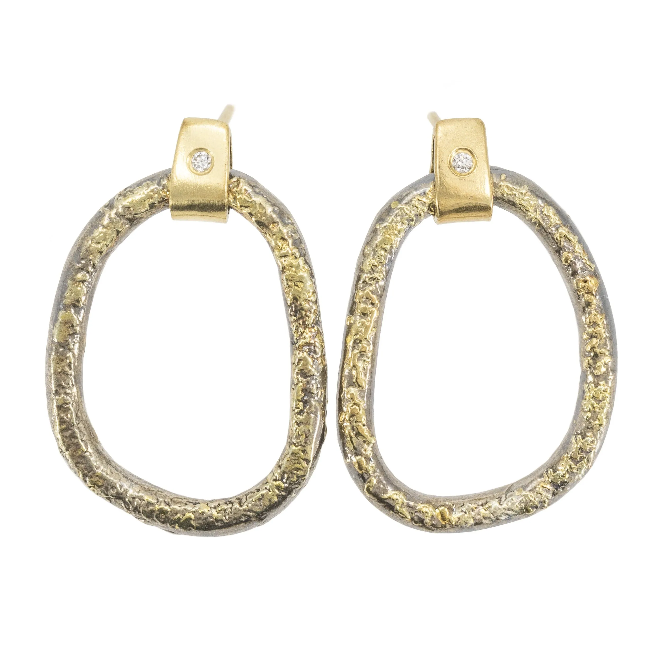 Dusted Carabiner Earrings - 22ky, 18ky   Oxidized Silver Versatile Fit