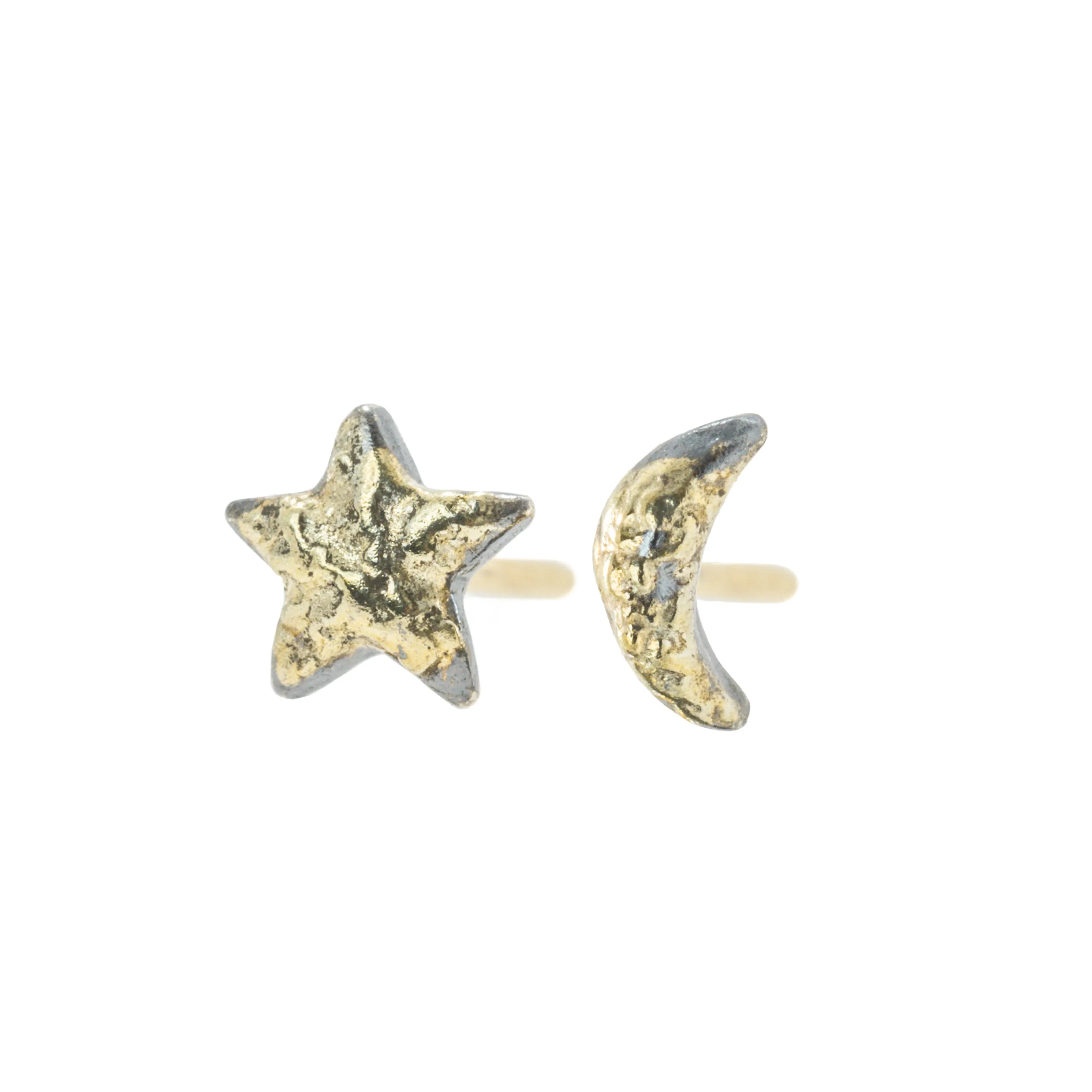 Dusted Celestial Studs - 22k/18k Gold, Oxidized Silver Bridal Ready