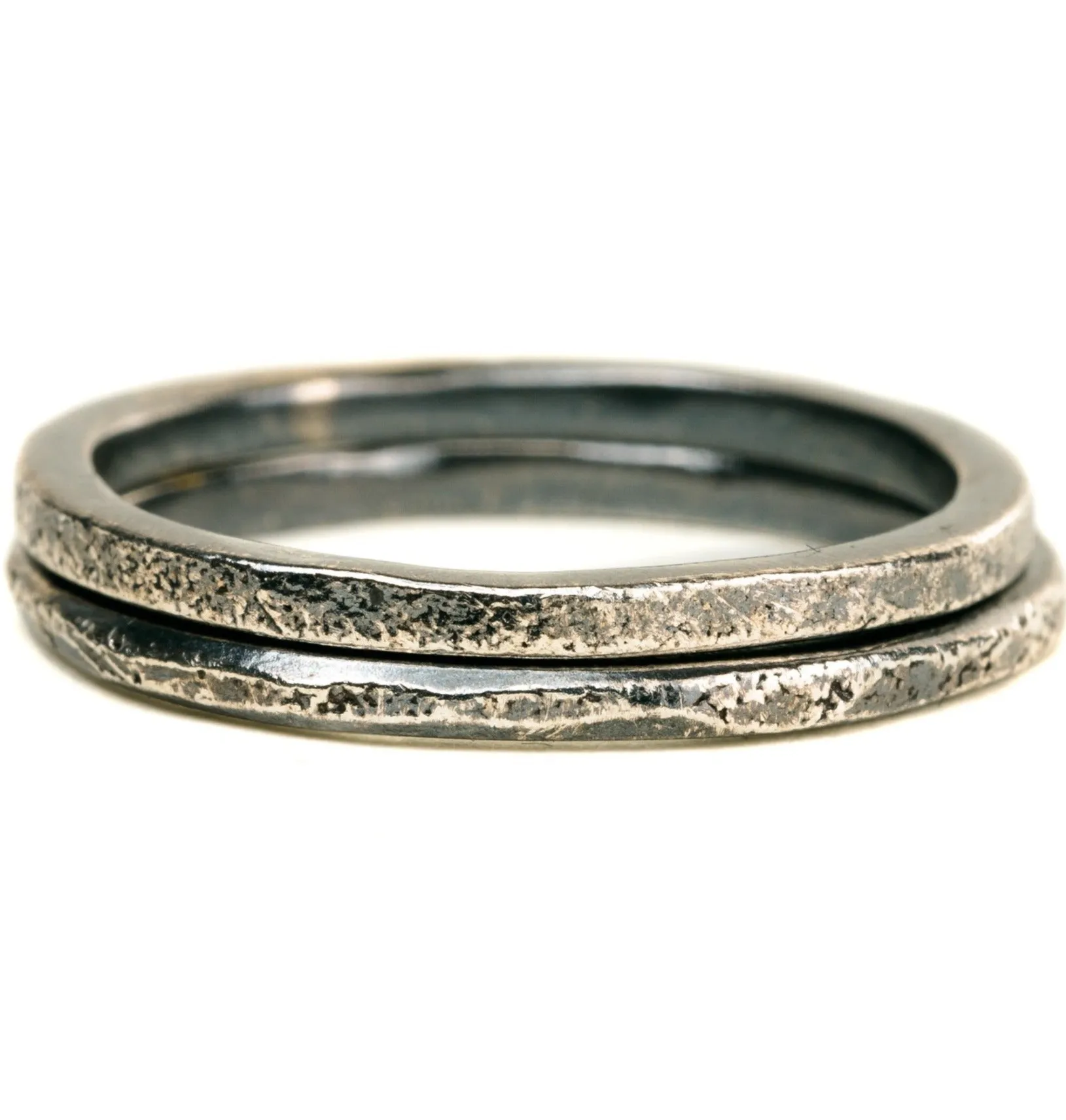 Dusted Stackers - 22k Gold, Oxidized Silver Sophisticated Element Engagement Accent