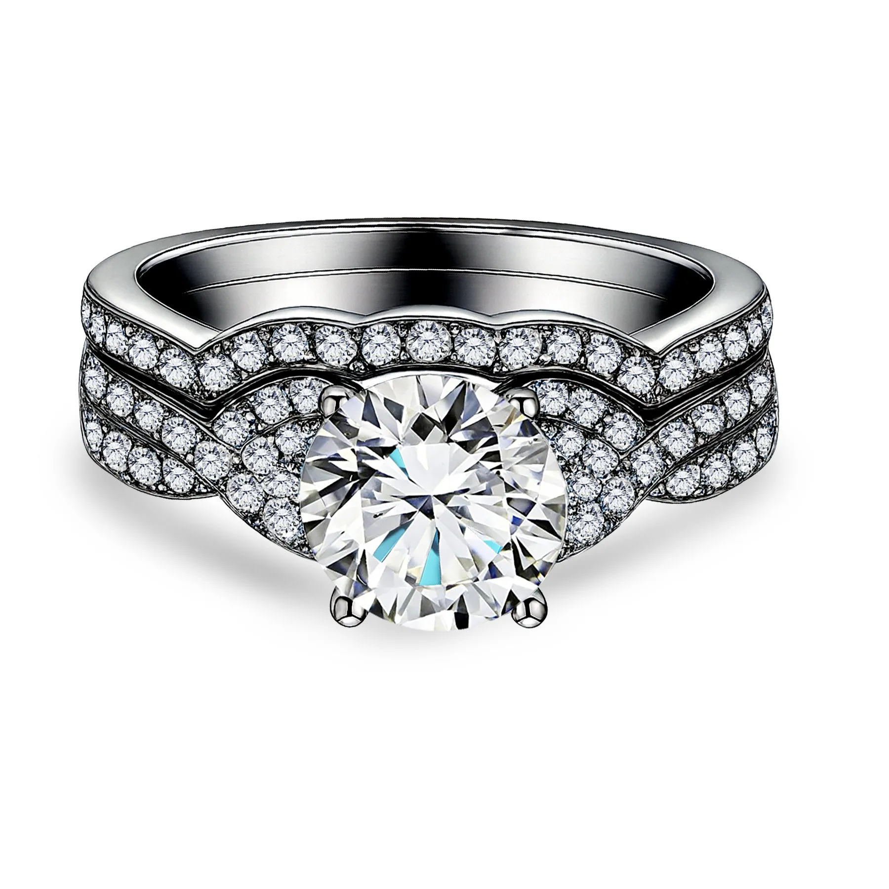 Certified 1.25 Ct Round Lab Diamond  Pav?? Twist  Bridal Set Timeless Detail