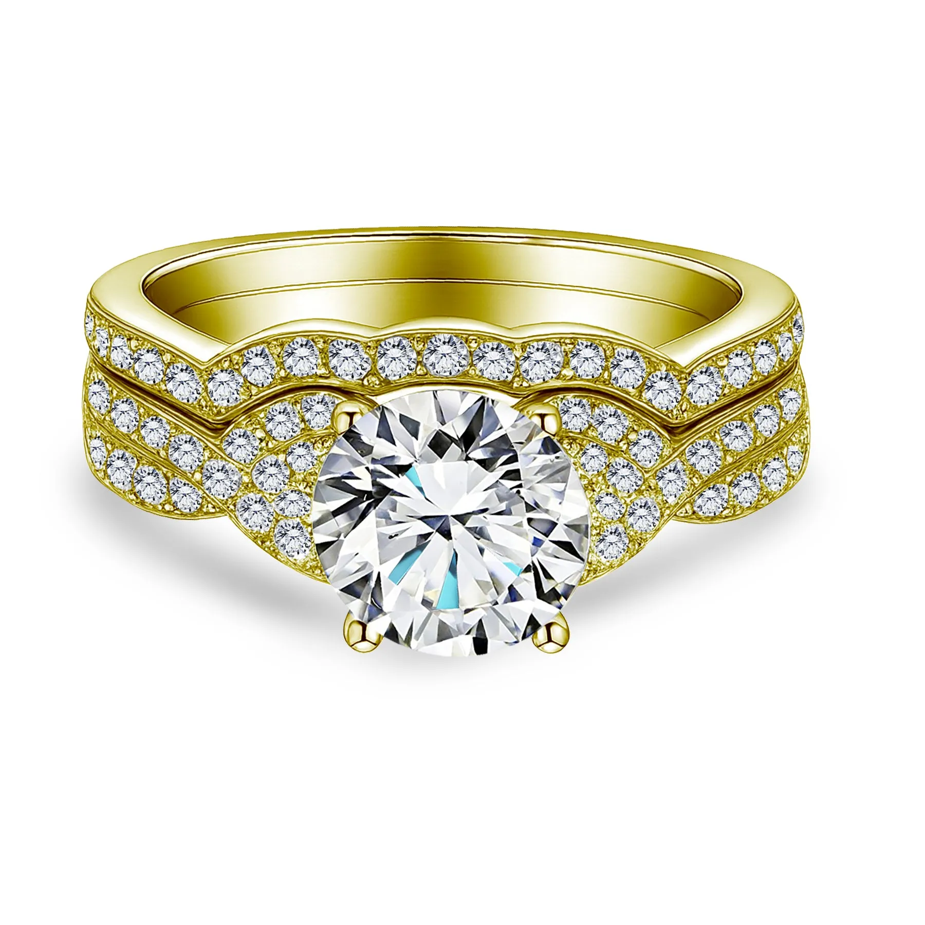 Night Ready Certified 1.25 Ct Round Lab Diamond  Pav?? Twist  Bridal Set